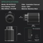 4*10Inch Hydroponic Air Carbon Filter Australian Charcoal Odor Scrubber Reversible Flange Included - immagine 6