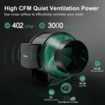 6 Inch Inline Duct Fan Ventilation Kit, 402 CFM Quiet EC Fan with LCD Speed Controller, Carbon Filter & Flexible Ducting for Grow Tent Hydroponics - immagine 3